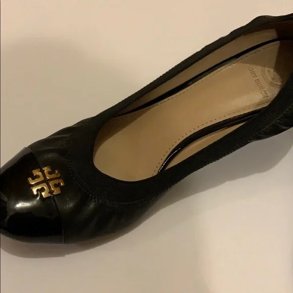 Tory Burch Logo Wedges, black Sz 9.5 - Picture 3 of 4